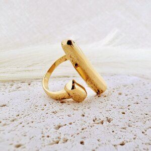 Stainless Steel Gold Color Ring‎ Trendy Fashion Jewelry